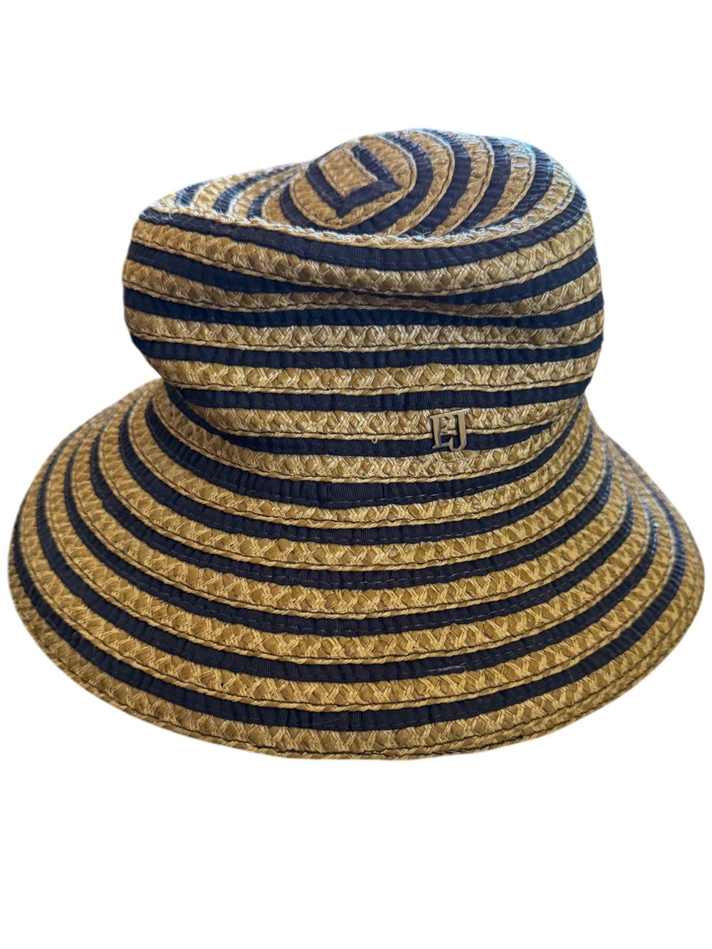 Eric Javits Margot UPF 50 Black Grosgrain Ribbon & Straw Sun Protection Hat